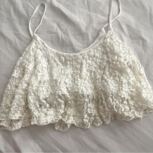 Cream Lace crop top with double layers